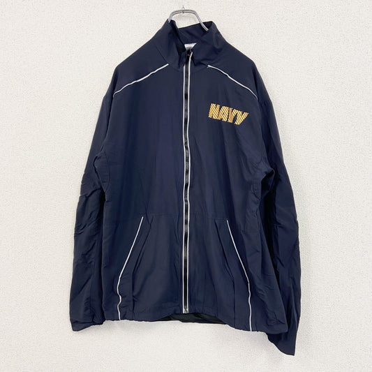 U.S.NAVY　RUNNING JACKET　ナイロンジャケット　ミリタリー　米軍　デカロゴ　紺　ネイビー　Sサイズ