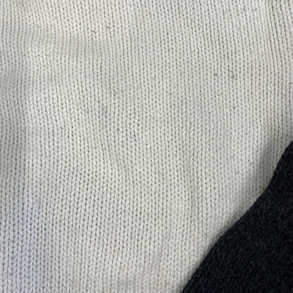 古着 used　長袖ノルディック柄カウチンニット　セーター　ハイネック　レトロデザイン　トナカイ　鹿　白　黒　秋冬服