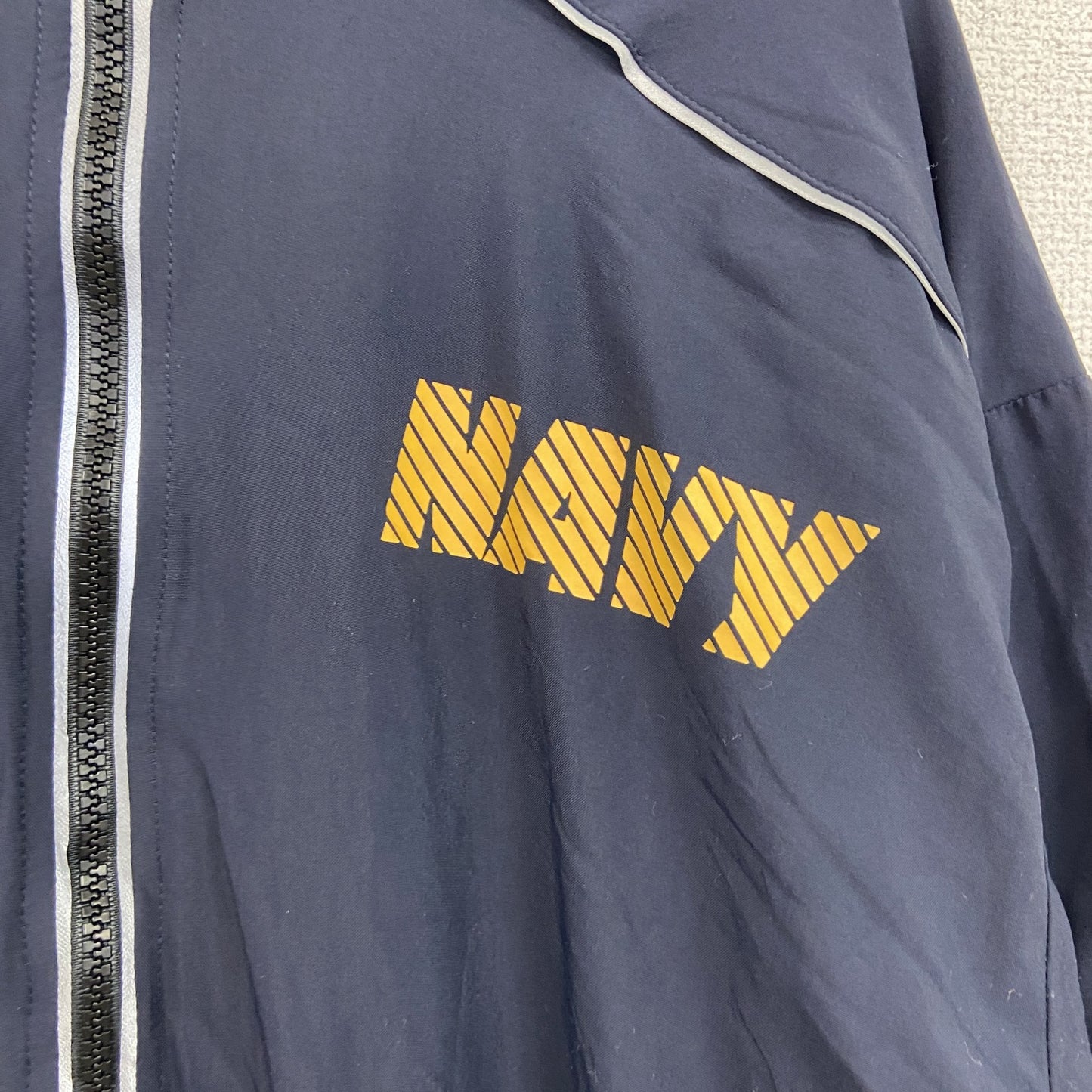 U.S.NAVY　RUNNING JACKET　ナイロンジャケット　ミリタリー　米軍　デカロゴ　紺　ネイビー　Sサイズ