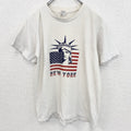 古着 used　半袖プリントTシャツ　自由の女神　アメリカ　国旗　白　ホワイト　クルーネック　レトロデザイン　Sサイズ