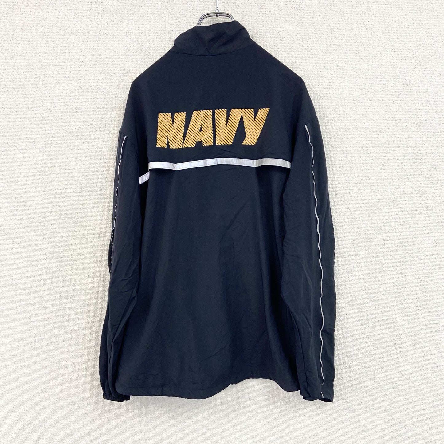U.S.NAVY　RUNNING JACKET　ナイロンジャケット　ミリタリー　米軍　デカロゴ　紺　ネイビー　Sサイズ