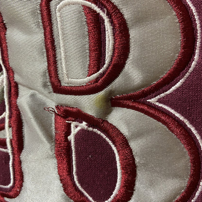 古着 used　JERZEES ジャージーズ　長袖スクールワッペン刺繍スウェット　トレーナー　ワインレッド　えんじ色　XLサイズ