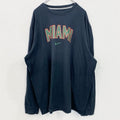 古着 used　NIKE　ナイキ　長袖プリントTシャツ　クルーネックロンT　マイアミ　黒　ビッグシルエット　3XLサイズ