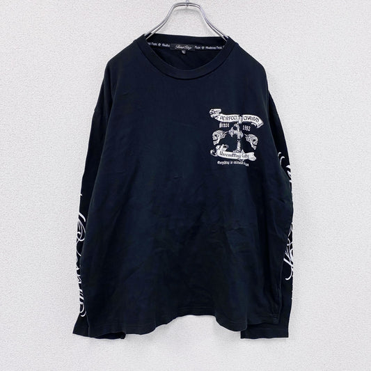 Time Step　長袖Tシャツ/ロンT　Y2K　ドクロ　ロザリオ　両面プリント　黒　ブラック　3Lサイズ