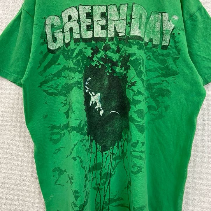古着 used　GILDAN　ギルダン　GREENDAY　グリーンデイ　半袖バンドプリントTシャツ　緑　グリーン　Mサイズ