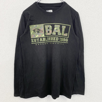 古着 used　NFL　TEAM APPAREL　レイブンズ　長袖プリントTシャツ　ロンT　フットボール　黒　ブラック　Sサイズ