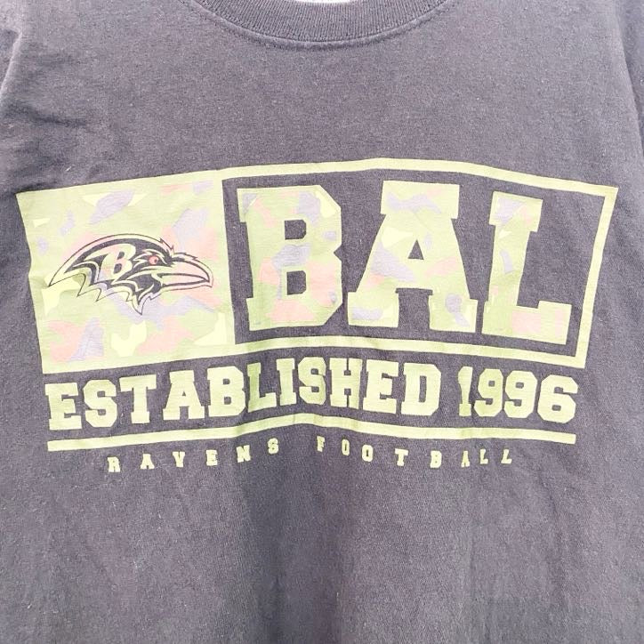 古着 used　NFL　TEAM APPAREL　レイブンズ　長袖プリントTシャツ　ロンT　フットボール　黒　ブラック　Sサイズ