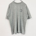古着 used　半袖プリントTシャツ　レトロデザイン　クルーネック 　ワンポイントロゴ　両面プリント　ニット生地　霜降りグレー　