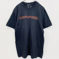 古着 used　半袖バンドプリントTシャツ　ディスターブド　ヘヴィメタル　黒　ブラック　クルーネック　レトロデザイン　Mサイズ