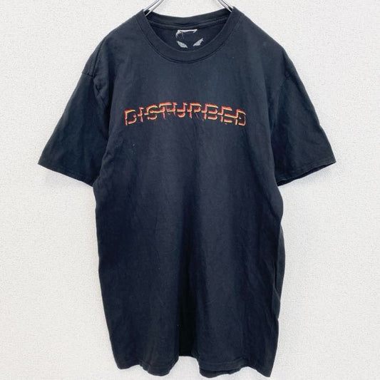 古着 used　半袖バンドプリントTシャツ　ディスターブド　ヘヴィメタル　黒　ブラック　クルーネック　レトロデザイン　Mサイズ