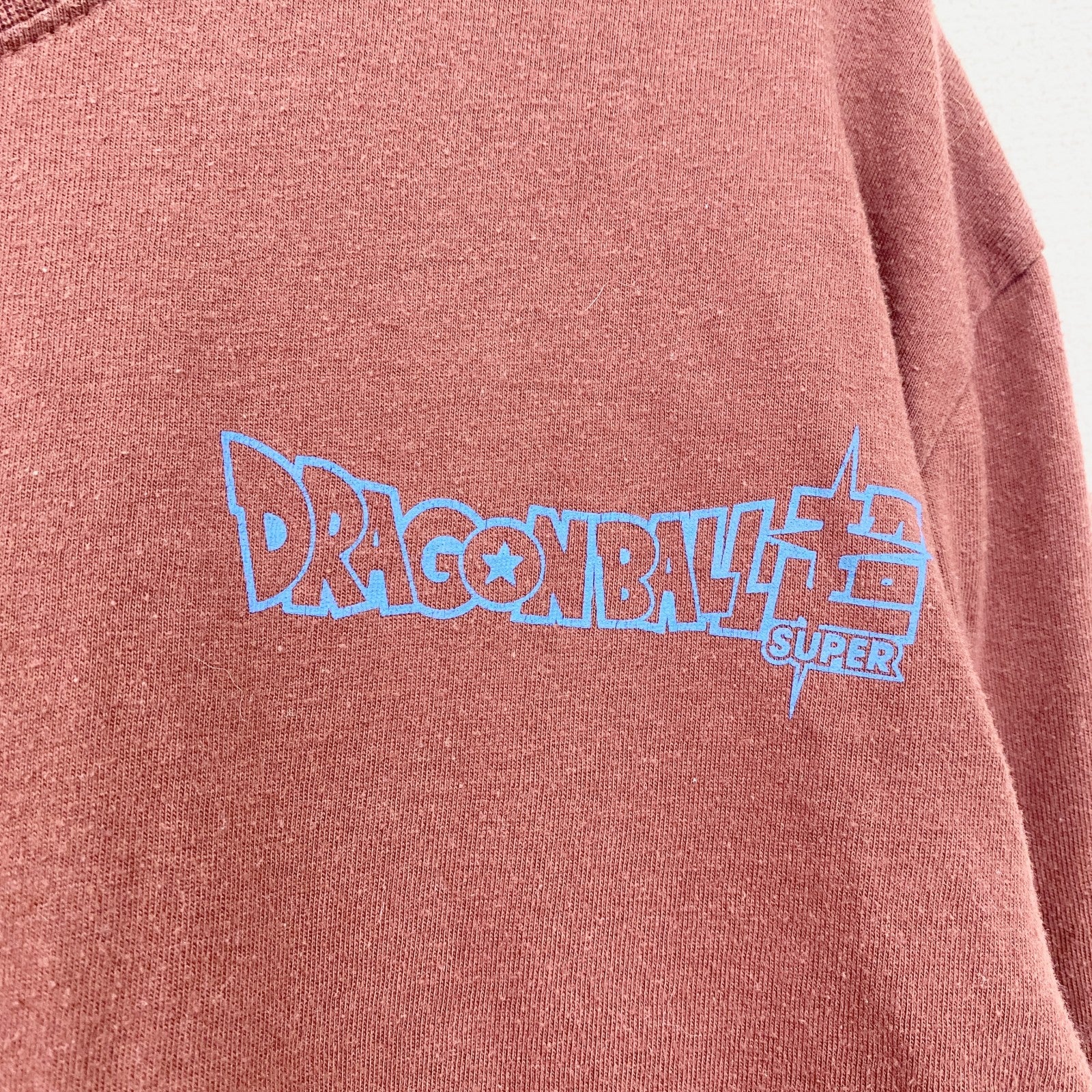 古着 used　ドラゴンボール　孫悟空　ベジータ　長袖アニメキャラクターTシャツ　デザインプリントロンT　ブラウン　Lサイズ