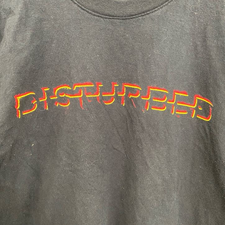 古着 used　半袖バンドプリントTシャツ　ディスターブド　ヘヴィメタル　黒　ブラック　クルーネック　レトロデザイン　Mサイズ