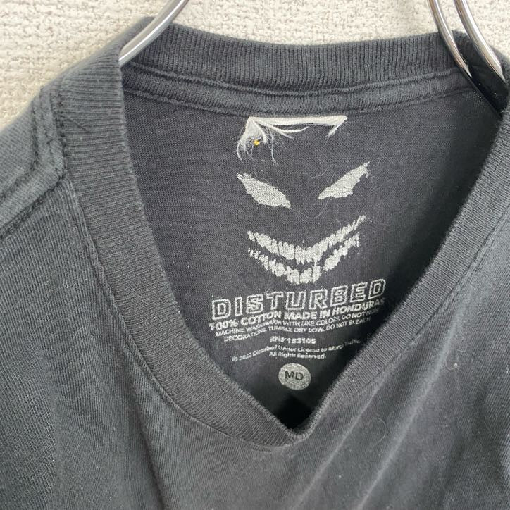 古着 used　半袖バンドプリントTシャツ　ディスターブド　ヘヴィメタル　黒　ブラック　クルーネック　レトロデザイン　Mサイズ