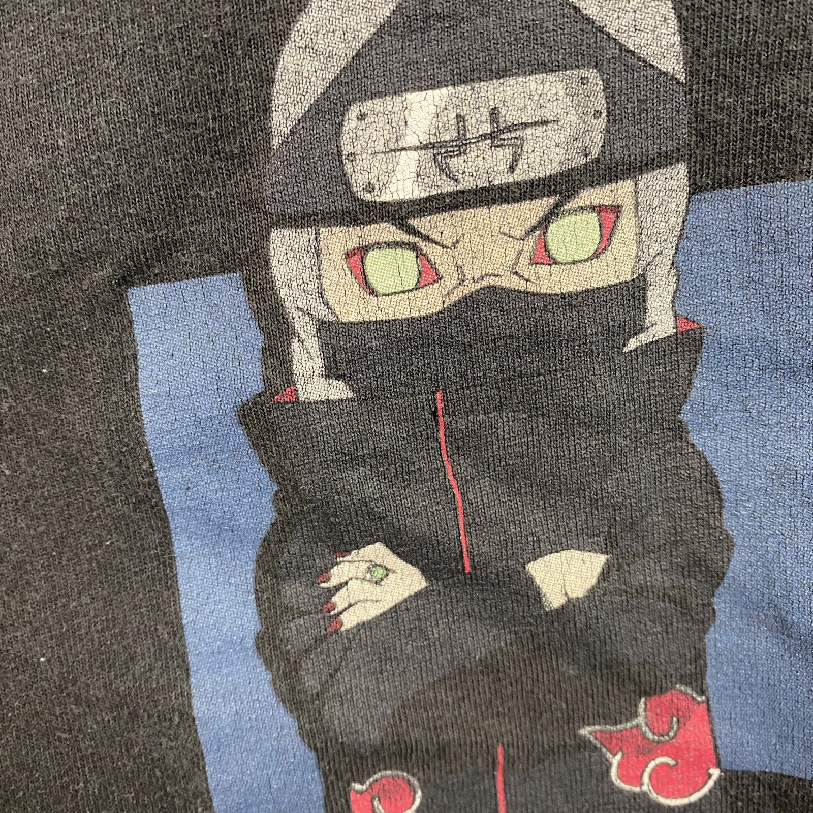 古着 used　半袖アニメプリントTシャツ　ナルト　疾風伝　暁　黒　ブラック　クルーネック　レトロデザイン　Lサイズ