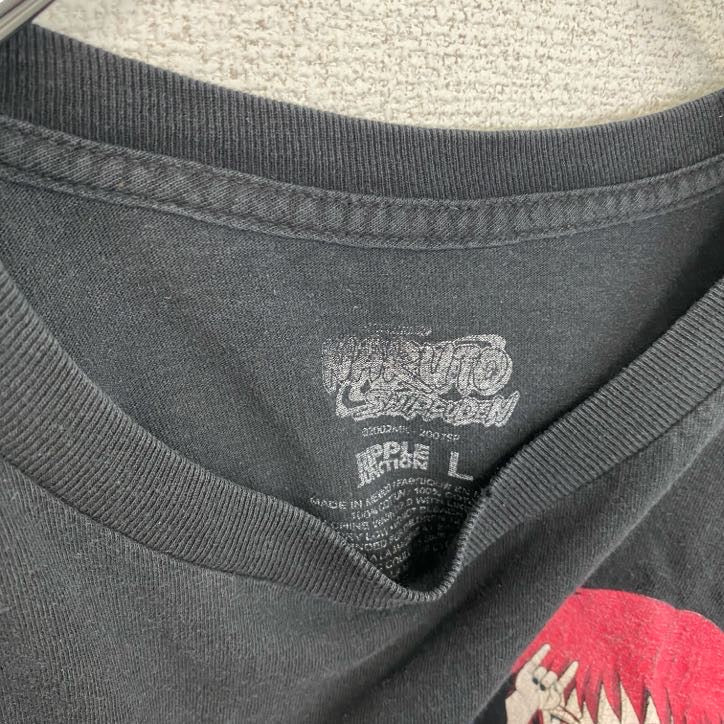 古着 used　半袖アニメプリントTシャツ　ナルト　疾風伝　暁　黒　ブラック　クルーネック　レトロデザイン　Lサイズ