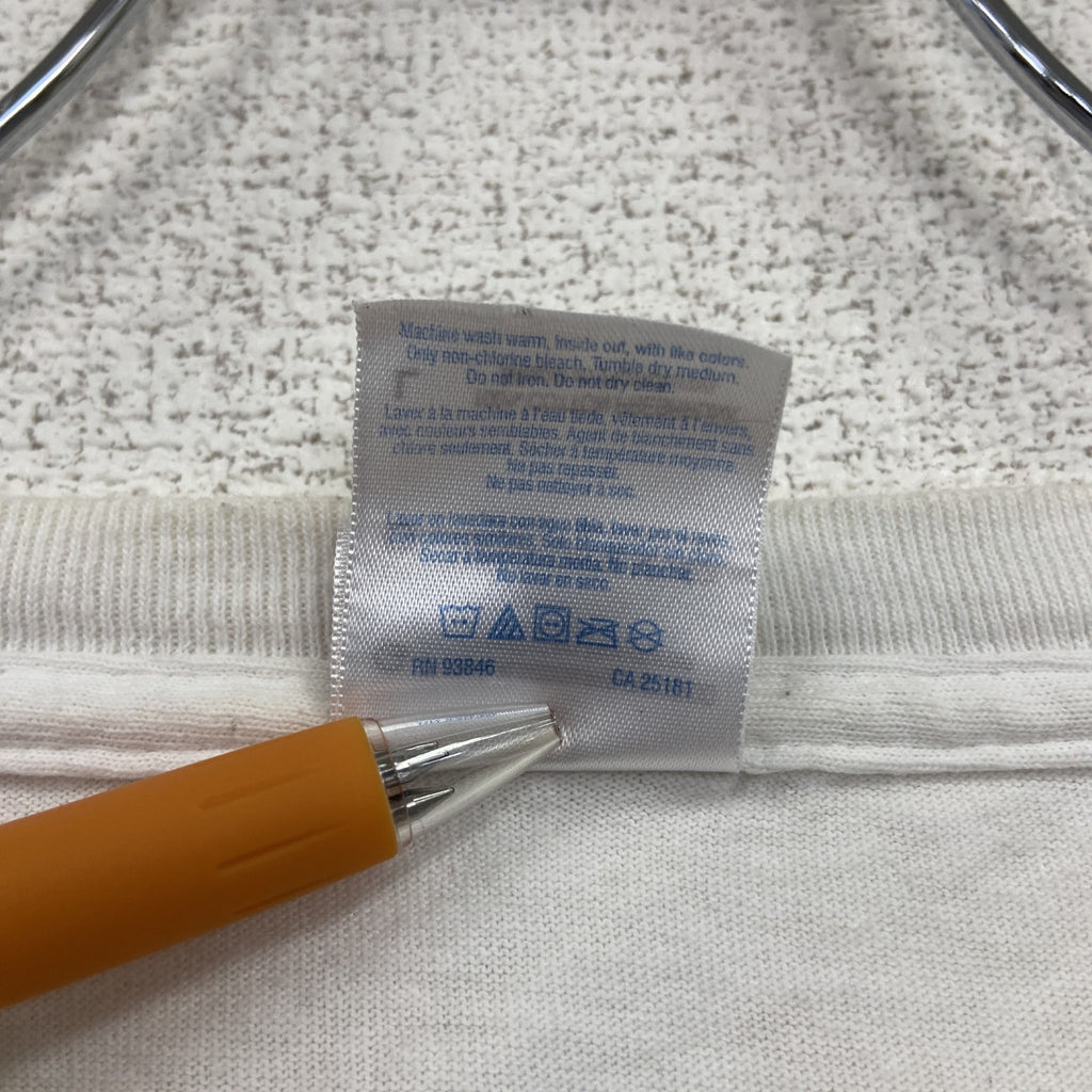 古着 used　GILDAN　ギルダン　半袖プリントTシャツ　クルーネック 　白　ホワイト　赤　レッド　Lサイズ