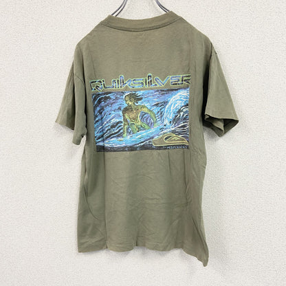 QUICKSILVER　クイックシルバー　半袖プリントTシャツ　カーキ　Sサイズ