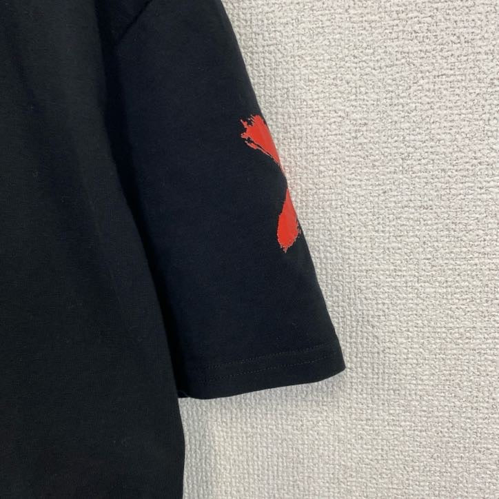 古着 used　半袖プリントTシャツ　PAGA　スタンドカラー　黒　ブラック　クルーネック　レトロデザイン　Lサイズ