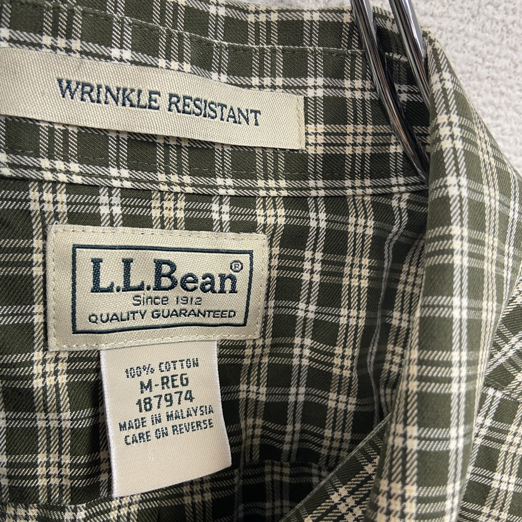 L.L.Bean　エルエルビーン　長袖ボタンダウンシャツ　チェック柄　緑　グリーン　Mサイズ