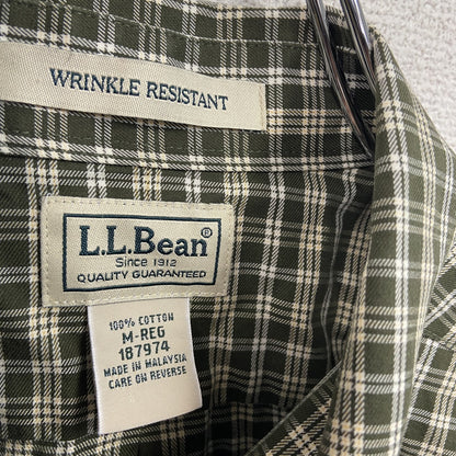 L.L.Bean　エルエルビーン　長袖ボタンダウンシャツ　チェック柄　緑　グリーン　Mサイズ