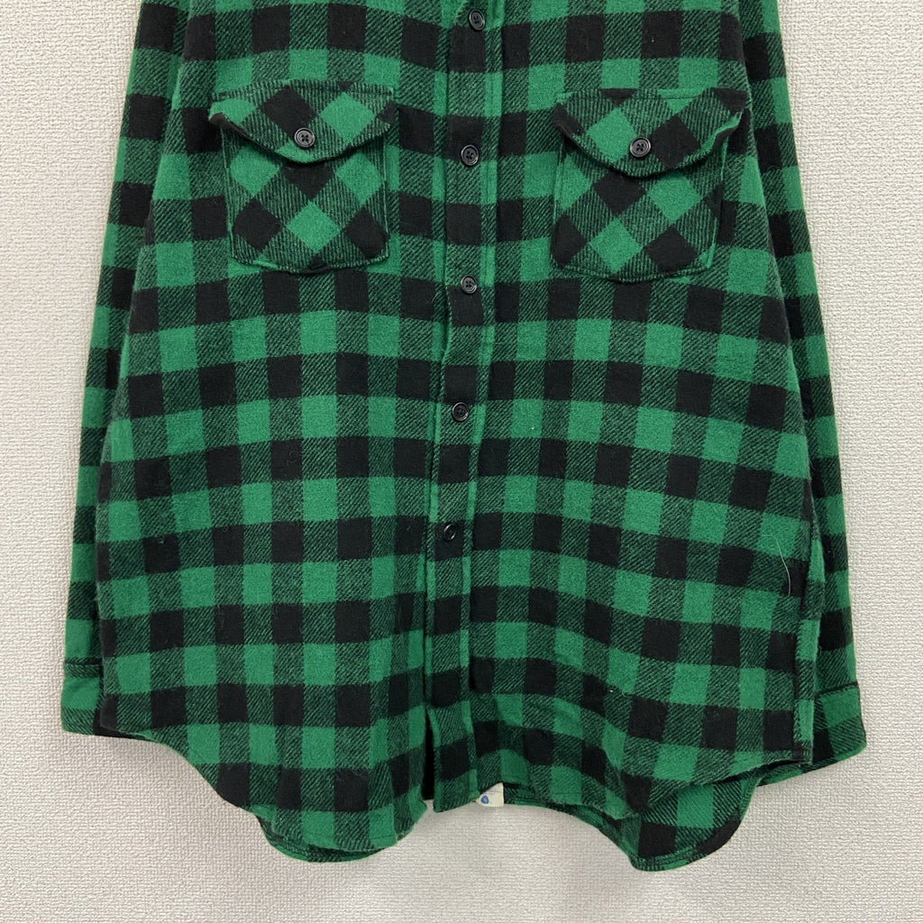 80s　Woolrich　ウールリッチ　ウールシャツ　ヴィンテージ　ブロックチェック　黒　ブラック　緑　グリーン　XLサイズ