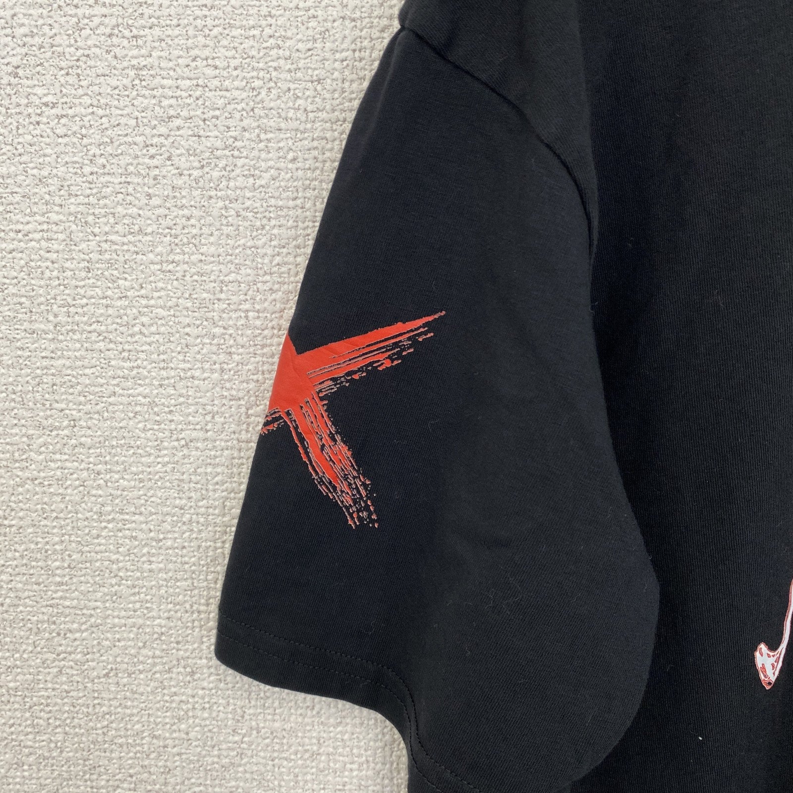 古着 used　半袖プリントTシャツ　PAGA　スタンドカラー　黒　ブラック　クルーネック　レトロデザイン　Lサイズ