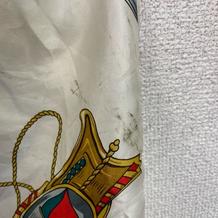 古着 used　長袖開襟柄シャツ　船　イタリア　TREVICIANO　トリビアーノ　白　ホワイト　赤　レッド　レトロデザイン