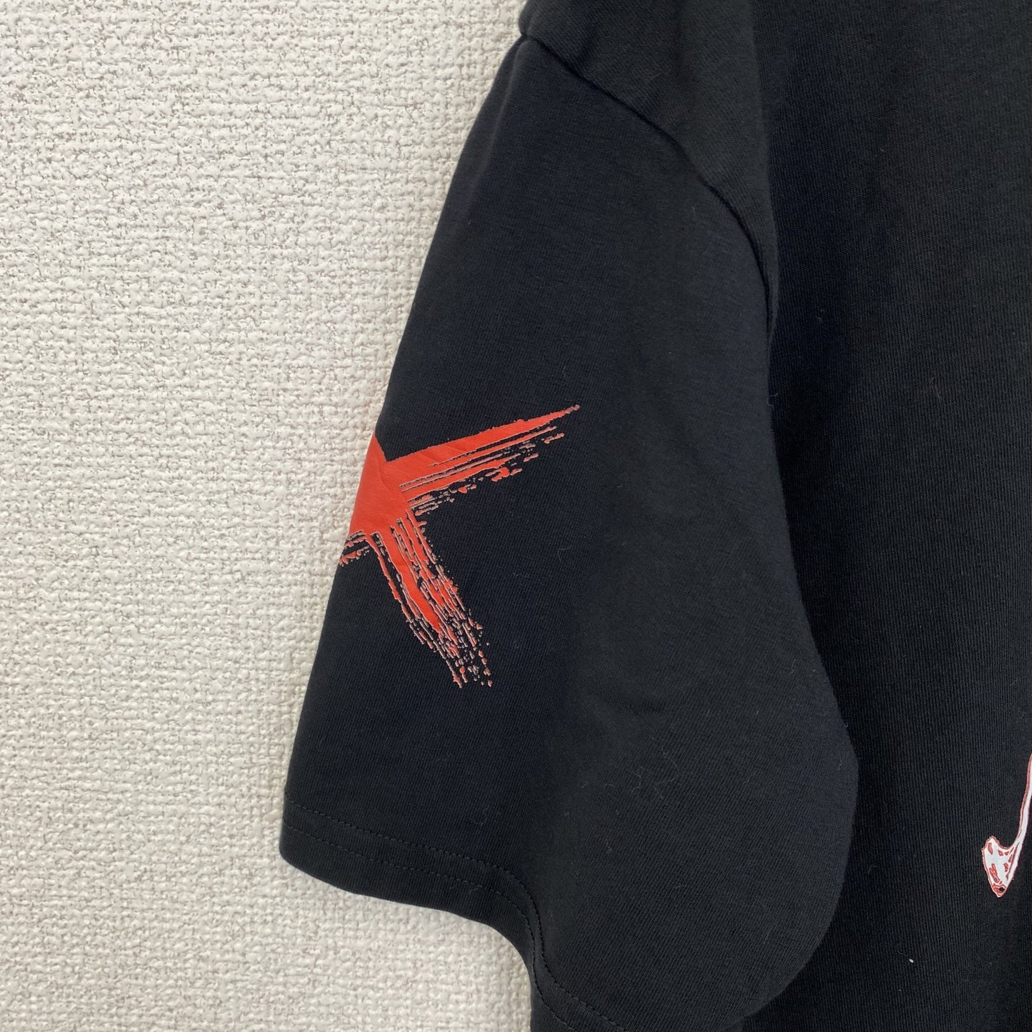 古着 used　半袖プリントTシャツ　PAGA　スタンドカラー　黒　ブラック　クルーネック　レトロデザイン　Lサイズ