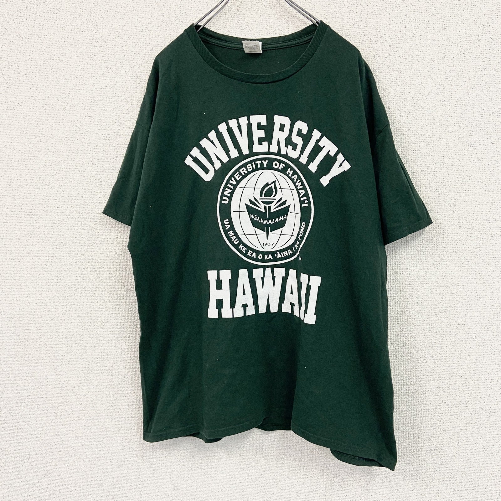 Hanes　ヘインズ　半袖カレッジプリントTシャツ　緑　グリーン　XLサイズ