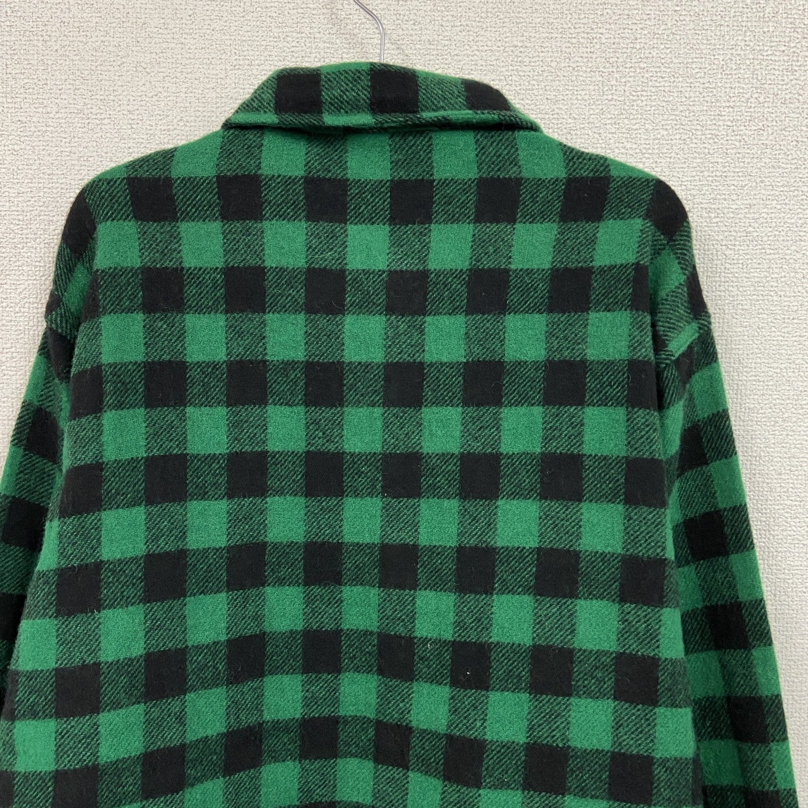 80s　Woolrich　ウールリッチ　ウールシャツ　ヴィンテージ　ブロックチェック　黒　ブラック　緑　グリーン　XLサイズ