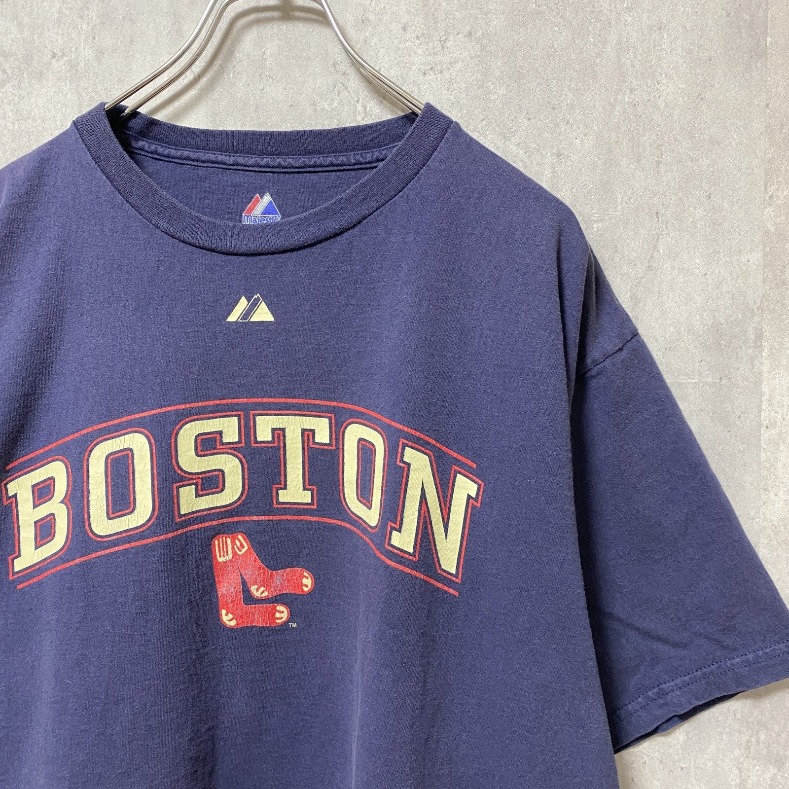 古着 used　Boston Red Sox　レッドソックス　半袖プリントTシャツ　Majestic　紺　ネイビー　Lサイズ