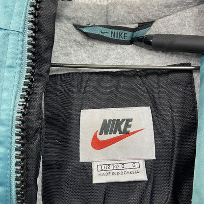 90s　NIKE　ナイキ　フルジップナイロンパーカー　ヴィンテージ　フリースライナー　水色　ライトブルー　Lサイズ