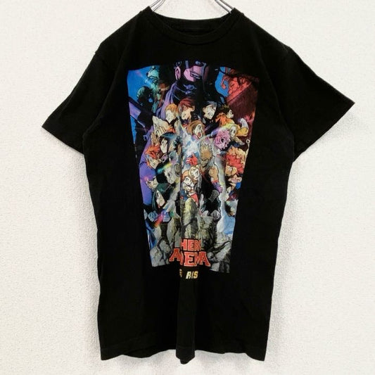 古着 used　僕のヒーローアカデミア　半袖アニメプリントTシャツ　レトロ　クルーネック　少年ジャンプ　黒　ブラック　Mサイズ