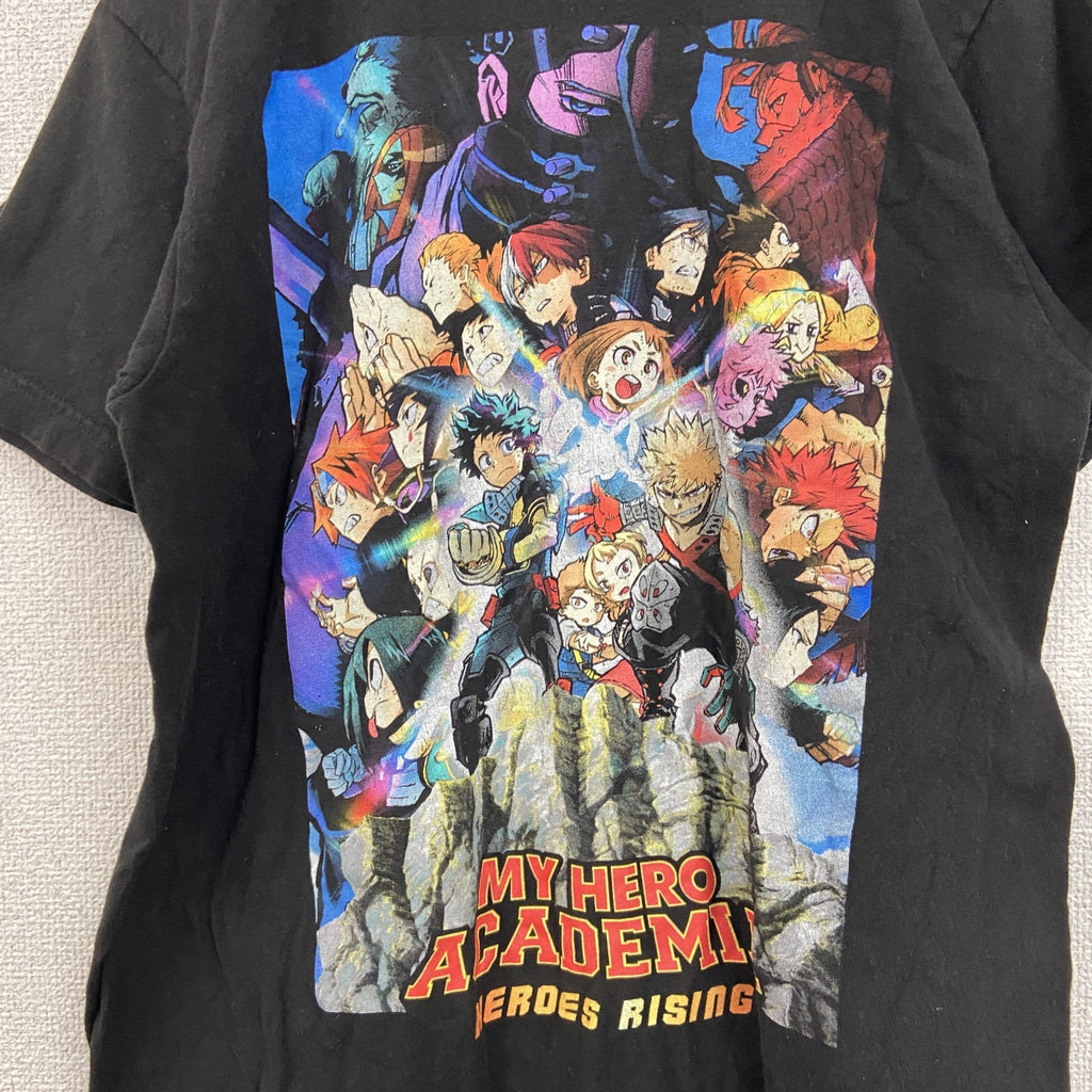 古着 used　僕のヒーローアカデミア　半袖アニメプリントTシャツ　レトロ　クルーネック　少年ジャンプ　黒　ブラック　Mサイズ