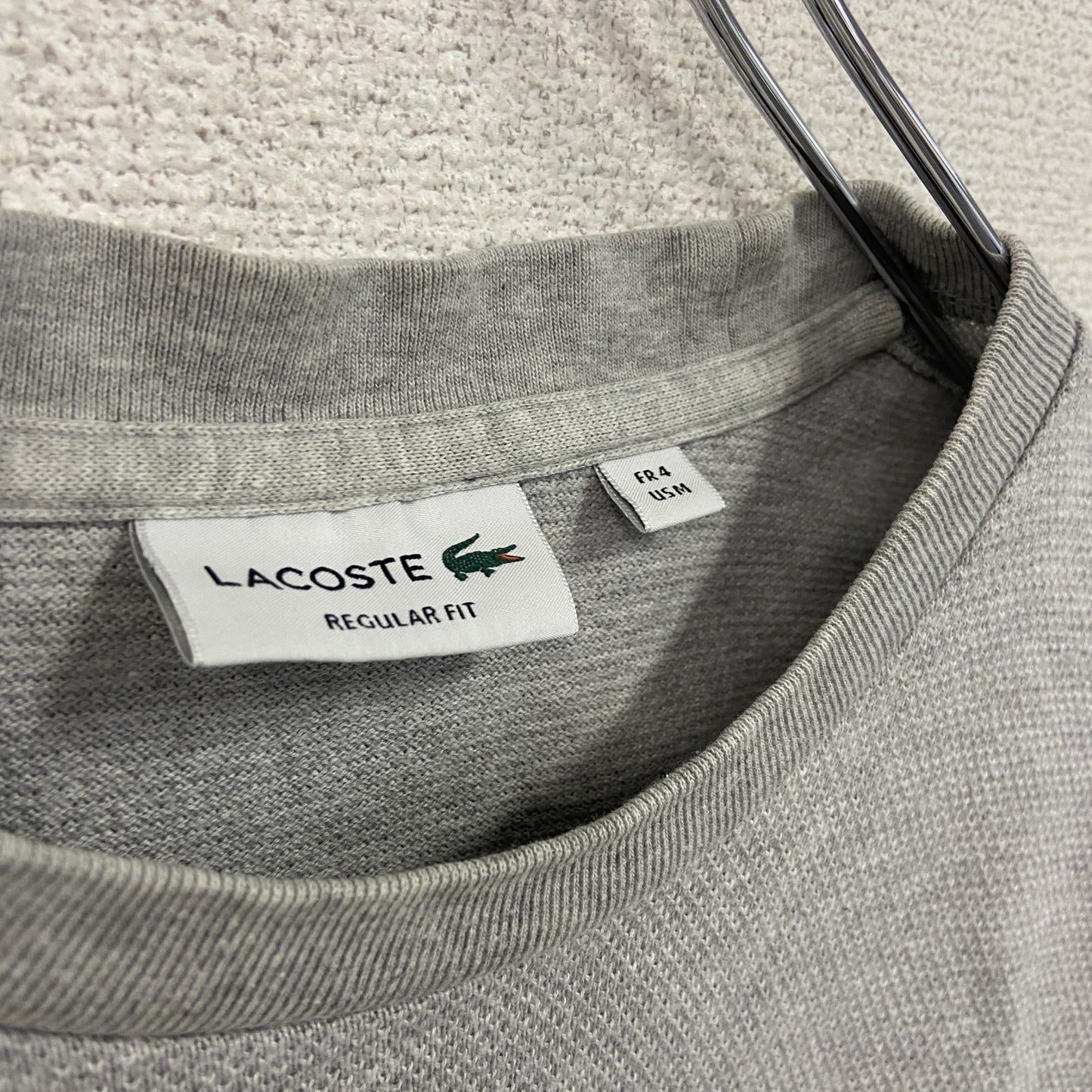 LACOSTE　ラコステ　半袖Tシャツ　ワンポイントロゴ　ワッフル生地　灰色　グレー　Mサイズ