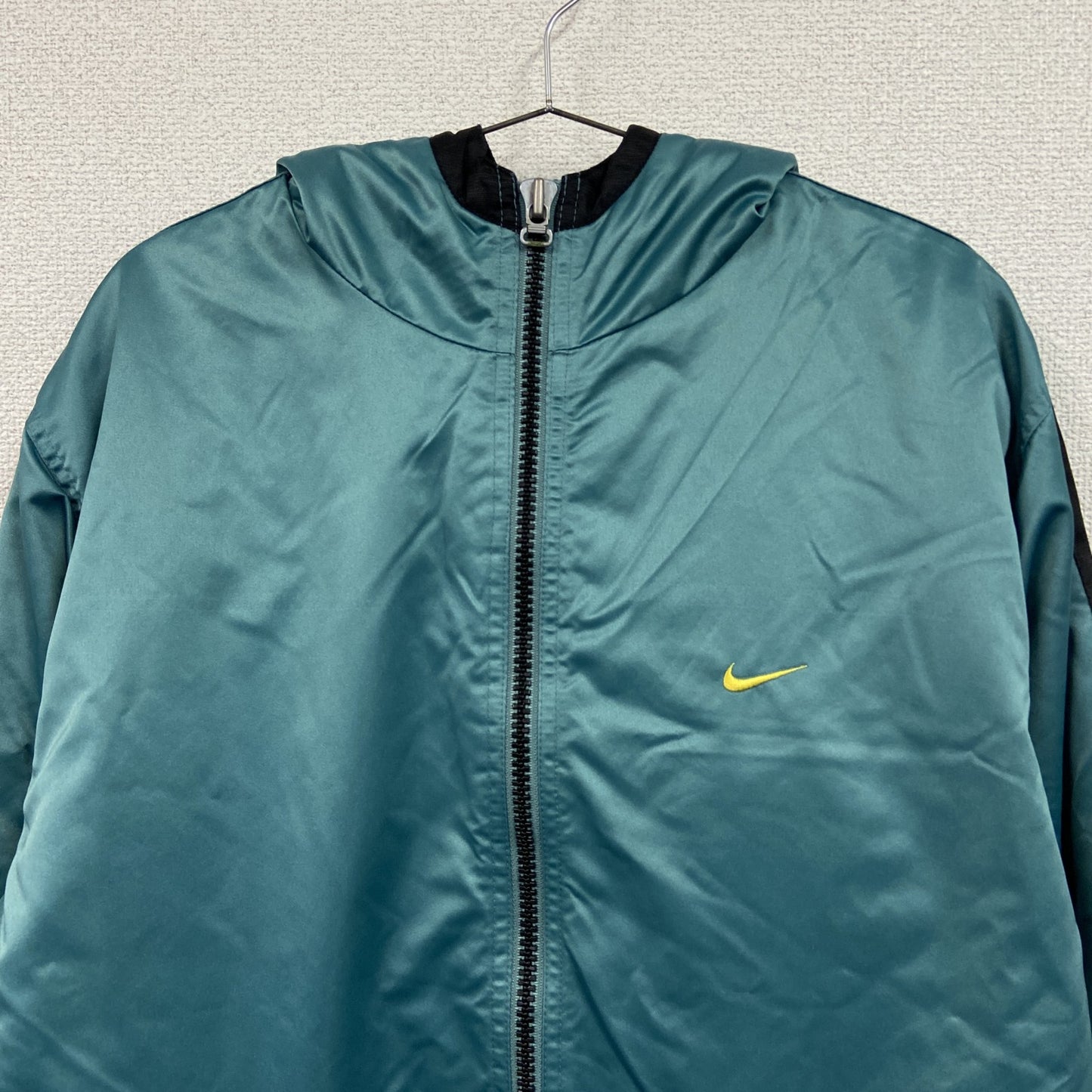 90s　NIKE　ナイキ　フルジップナイロンパーカー　ヴィンテージ　フリースライナー　水色　ライトブルー　Lサイズ