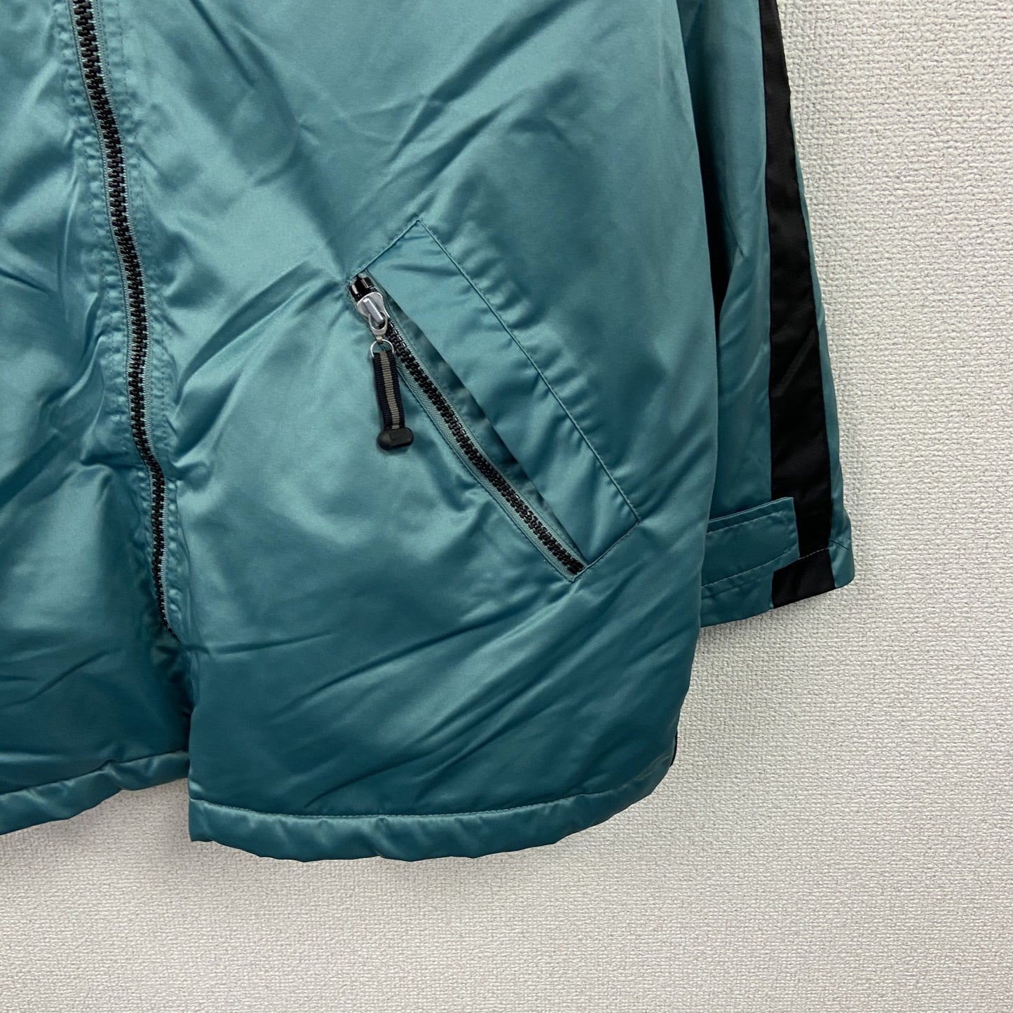 90s　NIKE　ナイキ　フルジップナイロンパーカー　ヴィンテージ　フリースライナー　水色　ライトブルー　Lサイズ