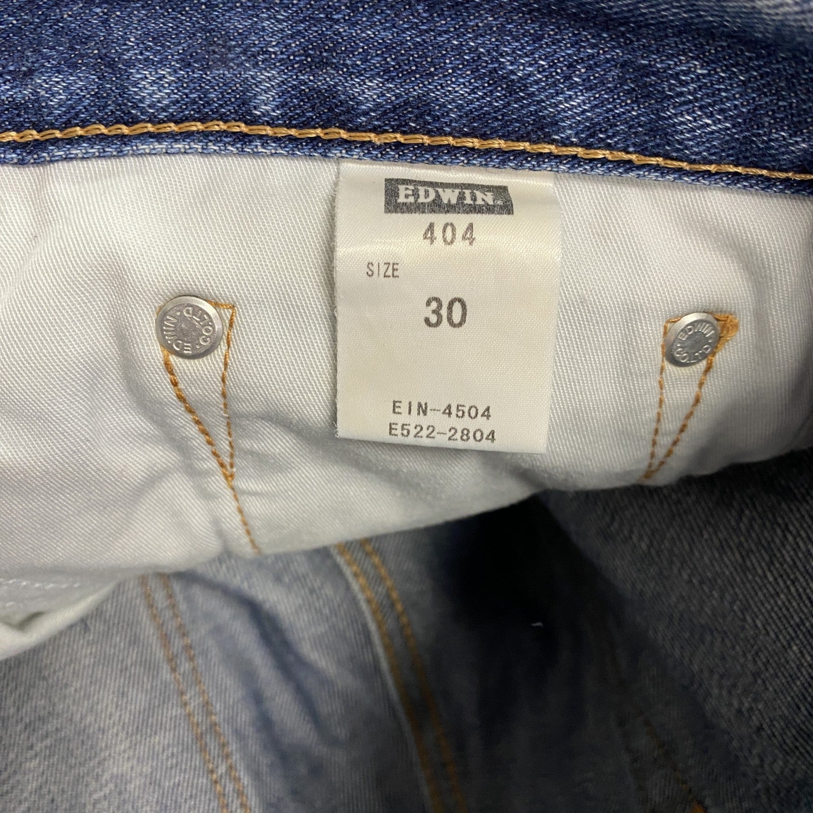 EDWIN　エドウィン　404　デニムパンツ/ジーンズ　縦落ち　ジップフライ　インディゴ　W30サイズ　