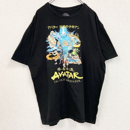 古着 used　アバター 伝説の少年アン　AVATAR　半袖アニメプリントTシャツ　レトロ　クルーネック　黒　ブラック　Mサイズ