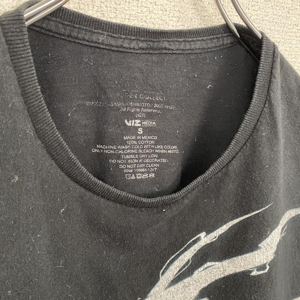 古着 used　半袖アニメプリントTシャツ　ナルト　はたけカカシ　黒　ブラック　クルーネック　レトロデザイン　Sサイズ