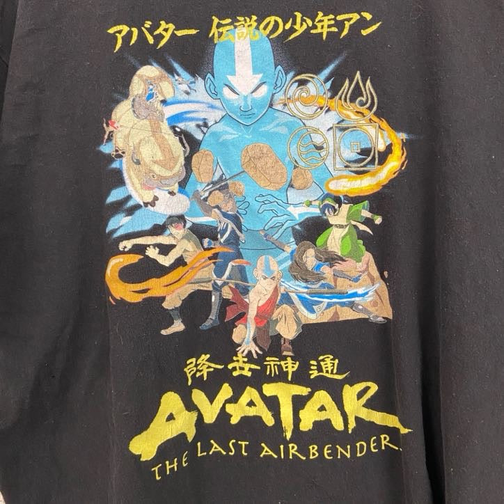 古着 used　アバター 伝説の少年アン　AVATAR　半袖アニメプリントTシャツ　レトロ　クルーネック　黒　ブラック　Mサイズ