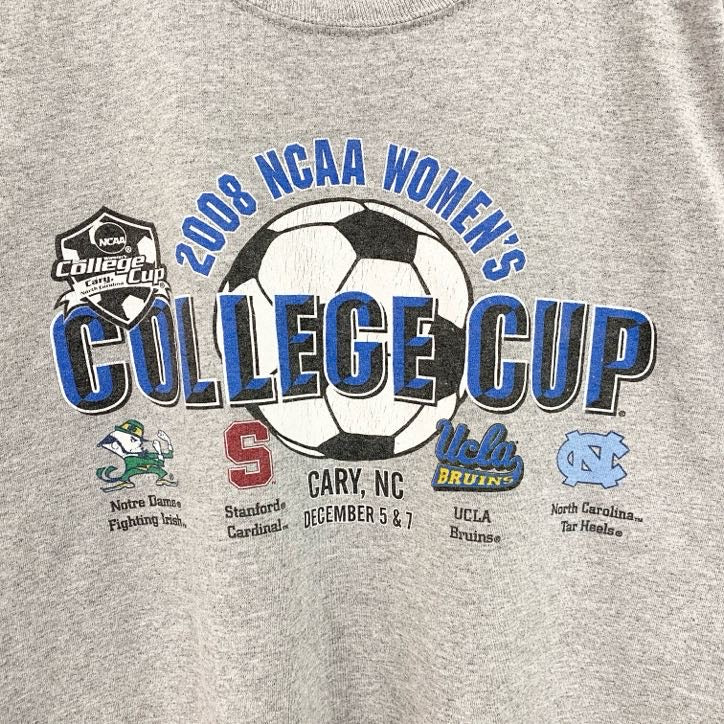 古着 used　90s　00s　Champion　半袖プリントTシャツ　サッカー　カレッジカップ　グレー　ヴィンテージ　Mサイズ