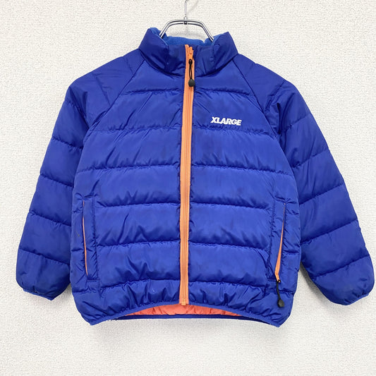 XLARGE　エクストララージ　ダウンジャケット　ダウン80%　ラグランスリーブ　青　ブルー　120サイズ