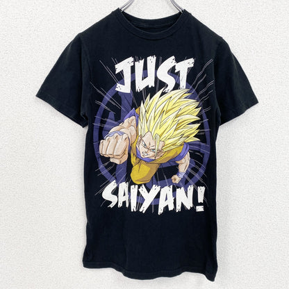 古着 used　半袖アニメプリントTシャツ　スーパーサイヤ人3　黒　ブラック　クルーネック　レトロデザイン　XSサイズ