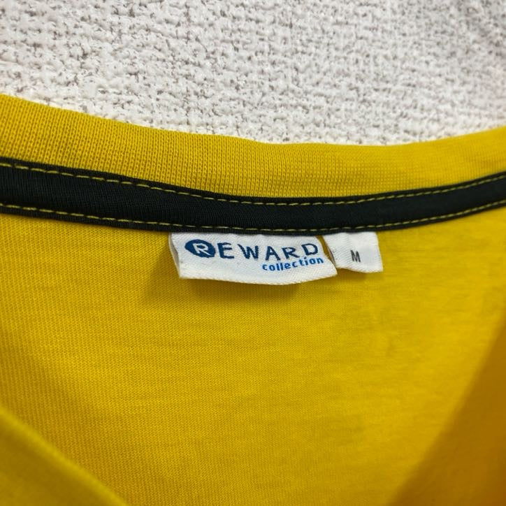 古着 used　RE WARD　半袖VネックプリントTシャツ　ラスベガス　街並み　黄色　イエロー　レトロデザイン　Mサイズ