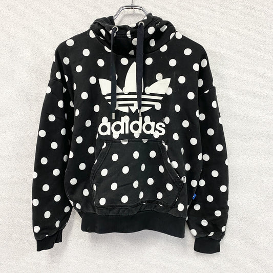 adidas　アディダス　スウェットパーカー/フーディー　ドット　デカロゴ　黒　ブラック　Sサイズ