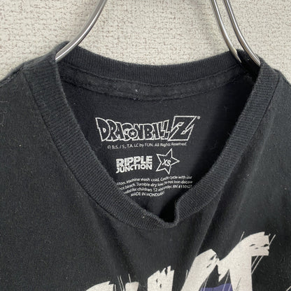 古着 used　半袖アニメプリントTシャツ　スーパーサイヤ人3　黒　ブラック　クルーネック　レトロデザイン　XSサイズ
