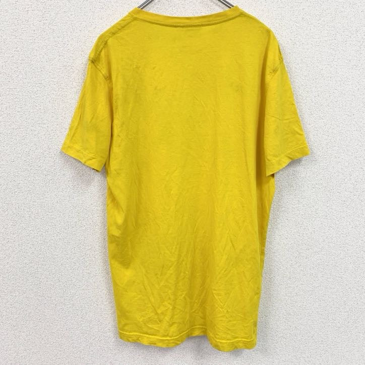 古着 used　RE WARD　半袖VネックプリントTシャツ　ラスベガス　街並み　黄色　イエロー　レトロデザイン　Mサイズ