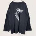古着 used　YSTAOZI　半袖プリントTシャツ　レトロデザイン　手　クルーネック　黒　ブラック　XXLサイズ