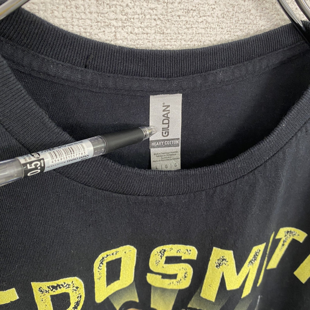古着 used　GILDAN ギルダン　AERO SMITH エアロスミス　半袖バンドプリントTシャツ　黒　ブラック　Lサイズ